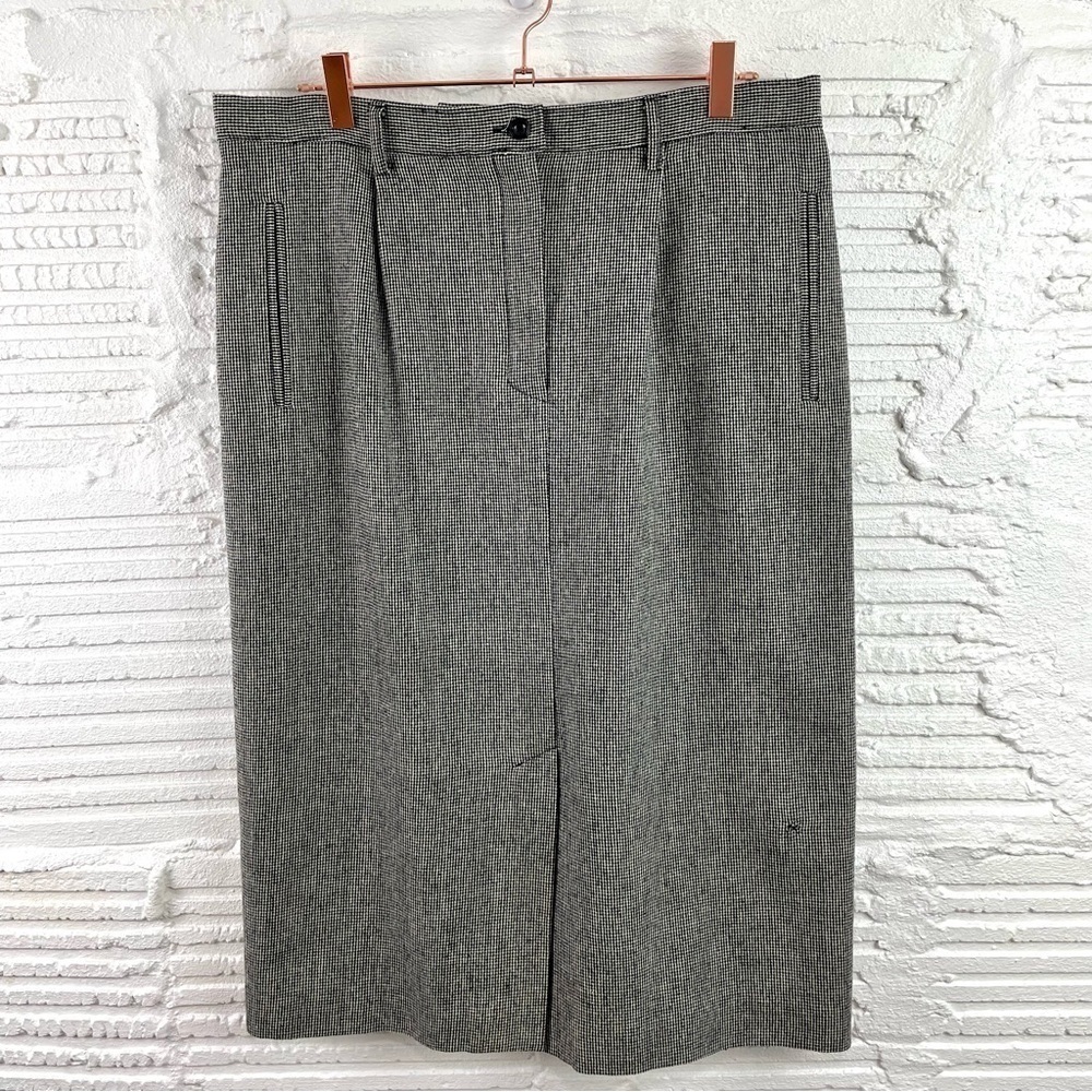 Pendleton Vintage Midi Skirt 100% Virgin Wool Lined Pleated Black & White Check